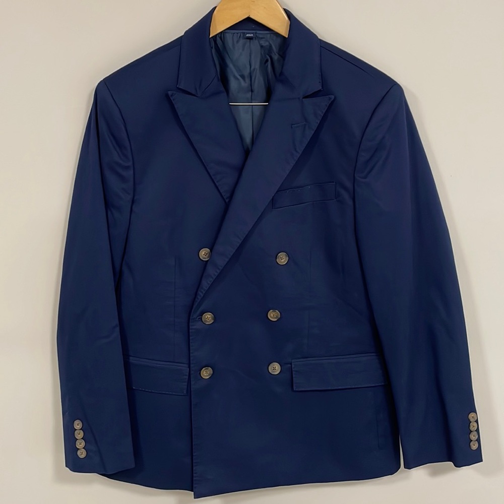 J. Crew Men's Slim Thompson Navy Double-Breasted Blazer Suit Jacket - 40S